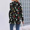 Damen Weihnachten Bedruckter Leichter Cardigan Langärmlig Lässig Locker Dünne Passform Mit Taschen Cardigan Jacke