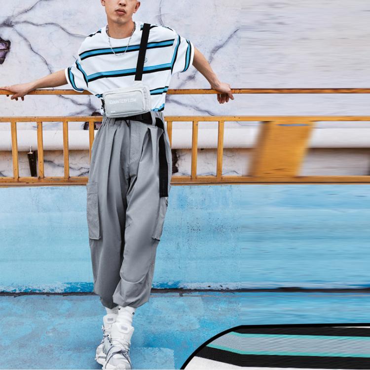 Li Ning CF Alien Relic Striped Loose Short Sleeve T-Shirt Unisex Tops White AHSR724-1