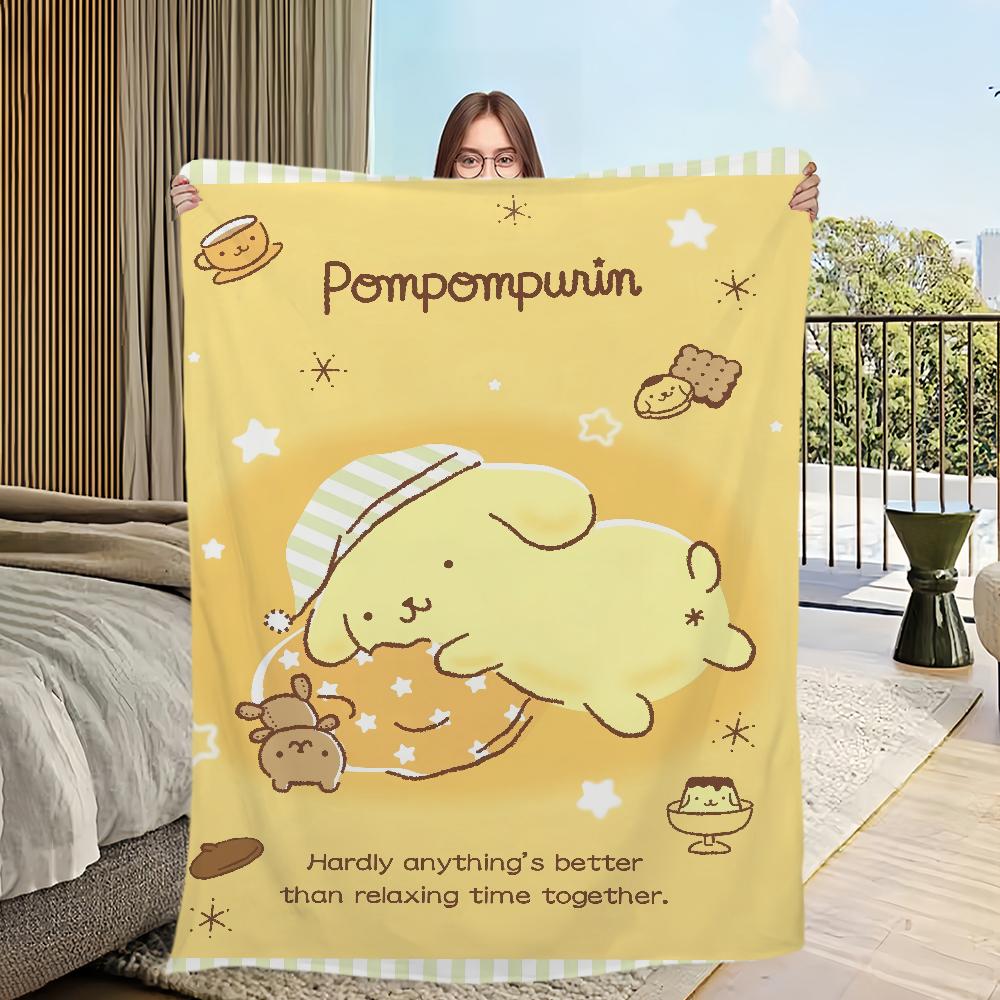 Four DOG Seasons Warm Soft Plush Blanket Purin for Sofa Cartoon Living Room Cute Office Bedroom P-PomPom Travel Gift Flannel