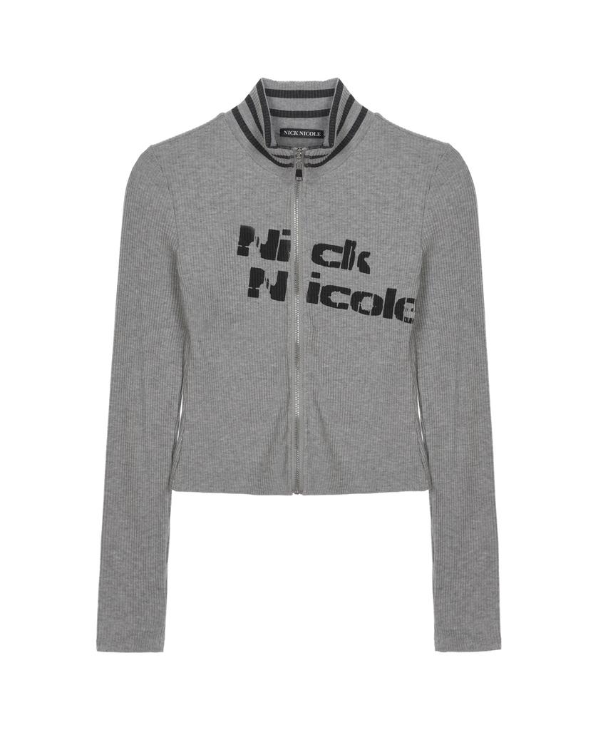 Nigaennikol Nicole Slim Ribbed Knit Zip Up_Gray