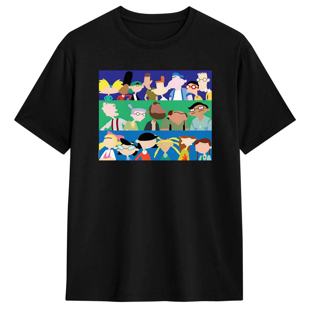 Hey Arnold Cartoon Tshirts For Men Vintage Pure Cotton Tees Crew Neck Short Sleeve T Shirt Plus Size Clothing
