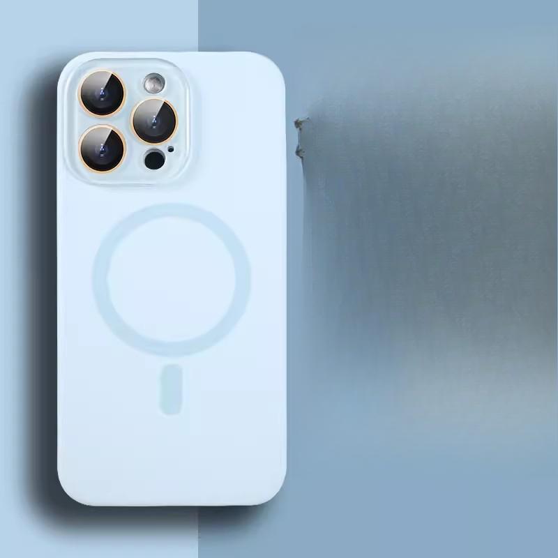 Small Window Liquid Silicone Suitable for IPhone 15 Mobile Phone Case 13 Comes with Lens Film Apple 14 Magnetic Protective Case