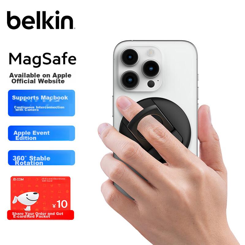 BELKIN MagSafe Magnetische Standaard voor IPhone, Ringhouder, Macbook Continue Overdracht Camera, Video Live Streaming Telefoonstandaard MMA006 Zwart
