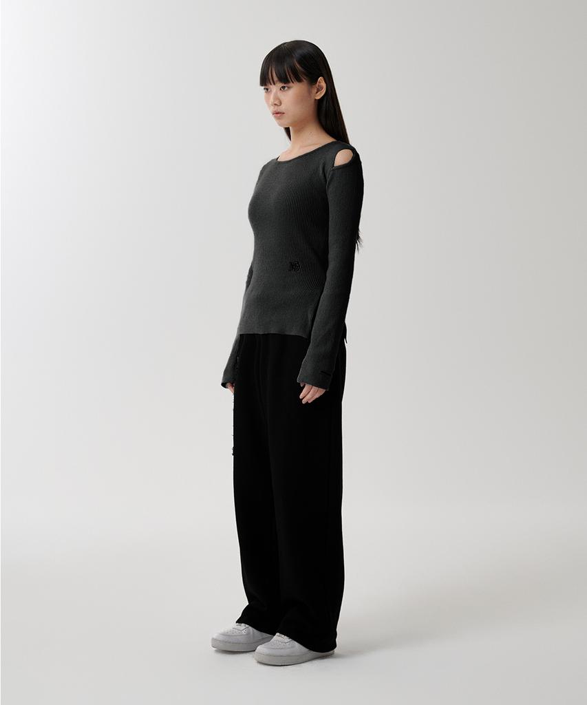 MAHAGRID Cut Off Ls Knit Charcoal(Mg2Fmfk614A)