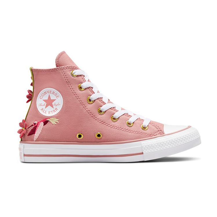 Converse Chuck Taylor All Star Embroidered Hummingbird Pattern High Top Kids Canvas Shoes Kids Sneakers Pink A01714C