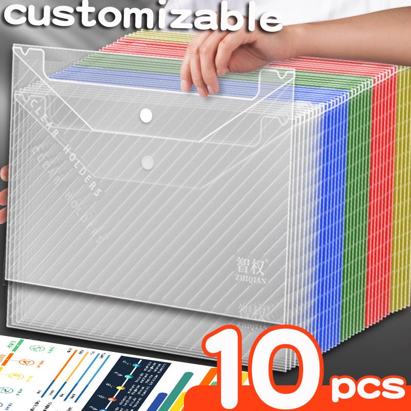 Thickened transparent A4 file bag twill snap bag data file bag color file bag office file storage bag