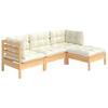 Vidaxl 4-Cz. Set da Giardino, Cuscini Crema, Pino
