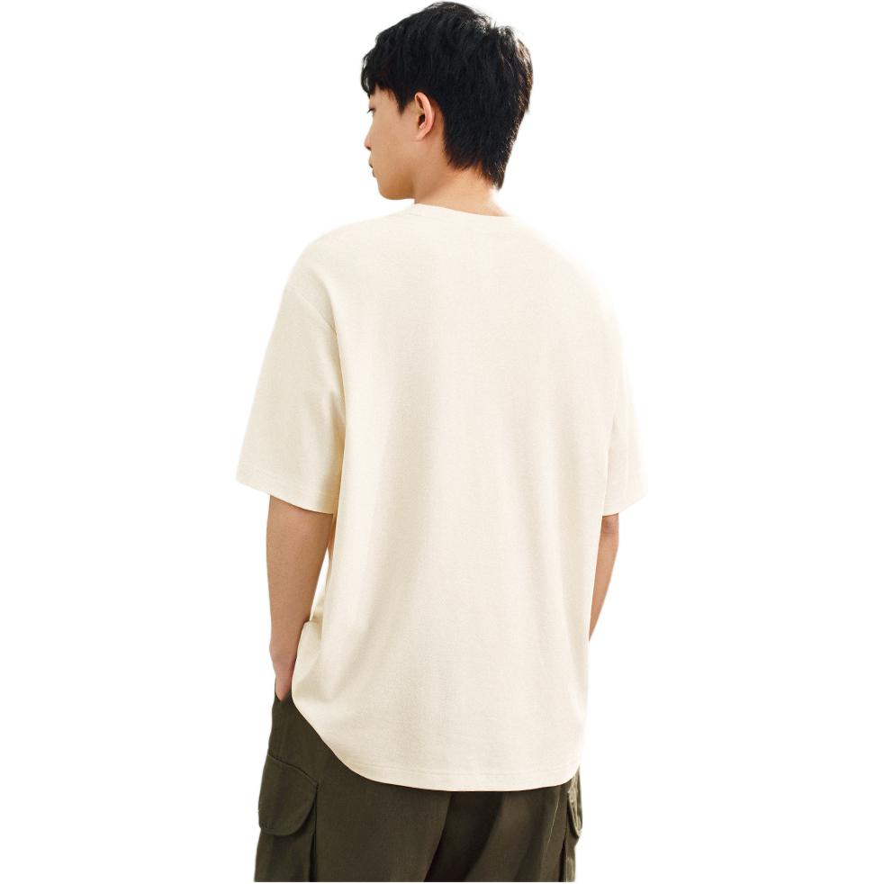 Anta Bequemes Lässiges Einfaches Einfarbige Lockere Drop Shoulder Vielseitig Atmungsaktiv Kurzarm T-Shirt Herren Oberteile Warm-Sonne-Weiß 152527161-2