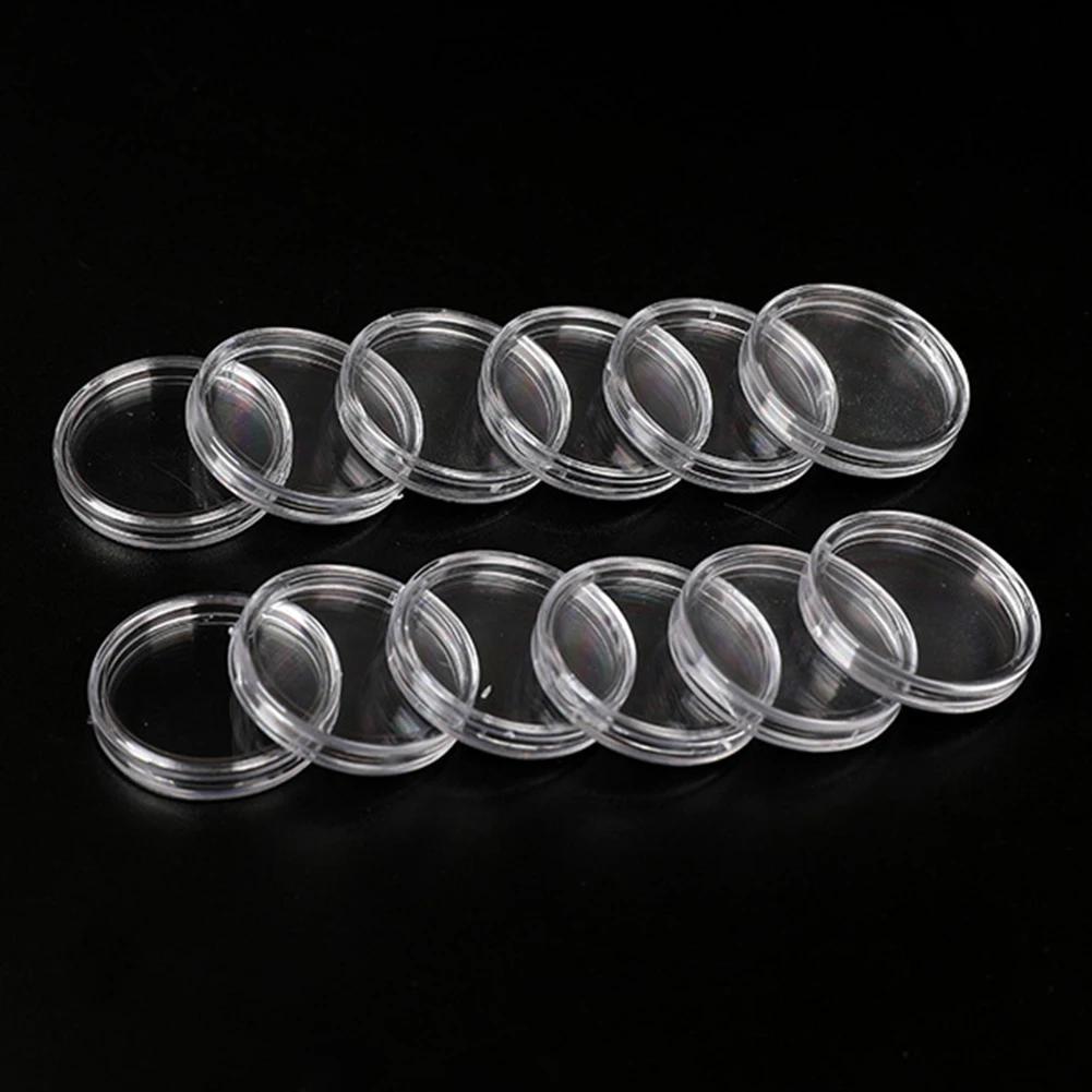 100Pcs Acrylic Clear Coin Capsules Storage Case Box Holder For 19mm/24mm/26mm/21mm/22mm/28mm/18mm/20mm/25mm/16mm/40mm/30mm