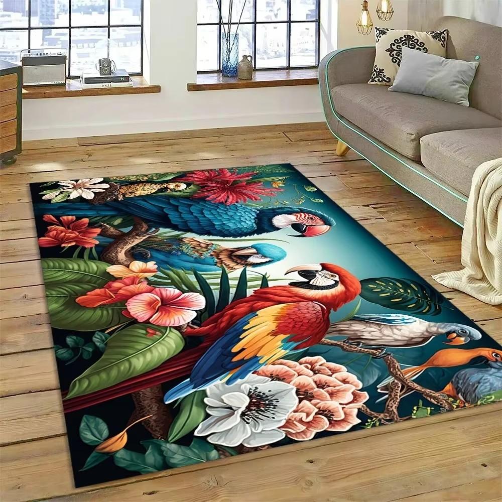 Cute Dream Bird Parrot Peacock Carpet Living Room Bathroom Decor Rug Mechanical Washable Mat Non-slip Floor Mat Entrance Doormat