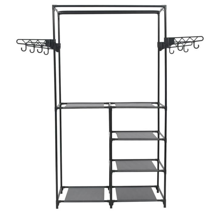 VidaXL Porte-vêtements Acier et tissu non-tissé 87 x 44 x 158 cm Noir