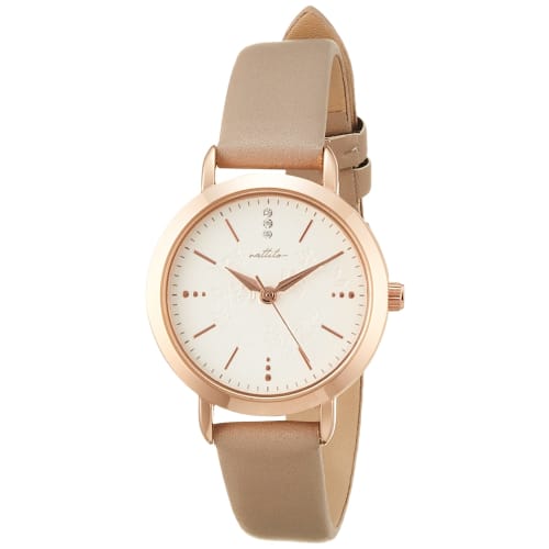 Fieldwork Women's Analog Copage Watch, Waterproof, Floral Print, Pink Gold, Leather Strap, Gray, ST276-3