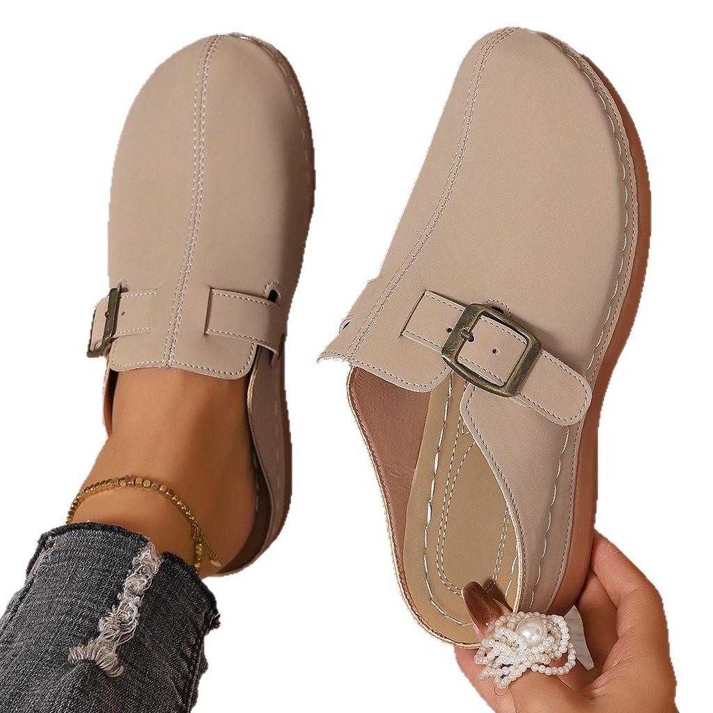 New large-size women's bag head slippers spring and summer thick-soled half slippers