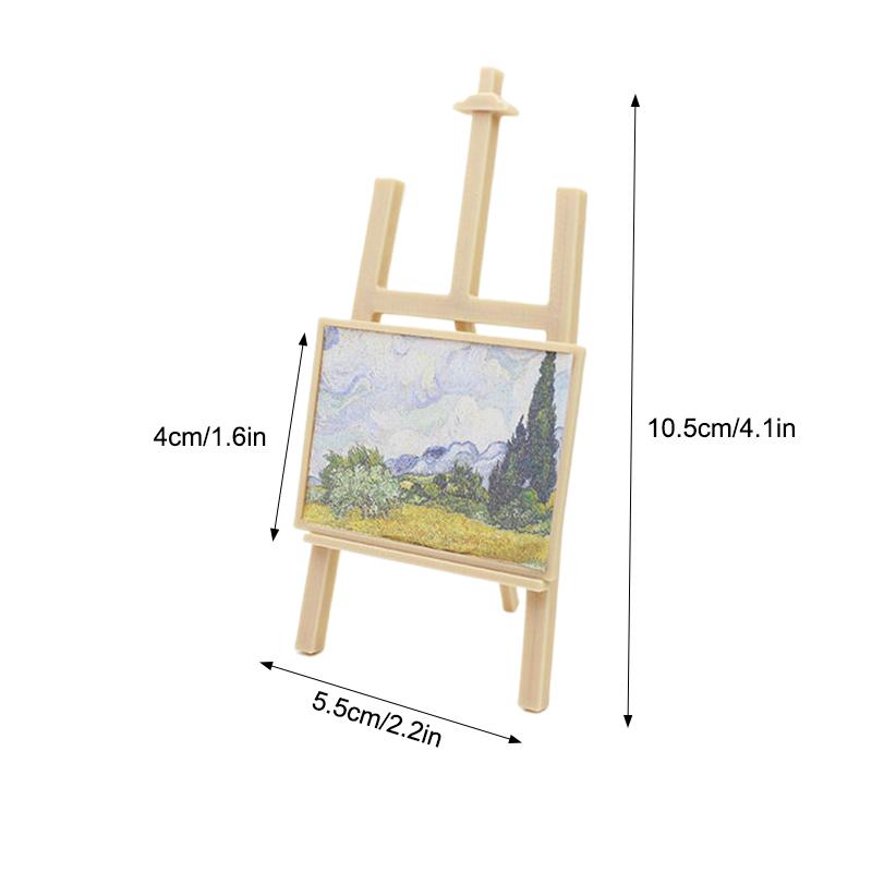 1:12 Șevalet în miniatură pentru casă de păpuși, șevalet de artă, pictură în ulei, suport de prezentare pentru decorarea camerei de acasă, casă de păpuși, micro scenă, accesoriu de construcție