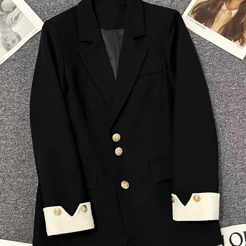 Blazer for Women Winter Casual Long Sleeve Button Cardigan Slim Fit Solid Color Professional Denim Suit Jacket