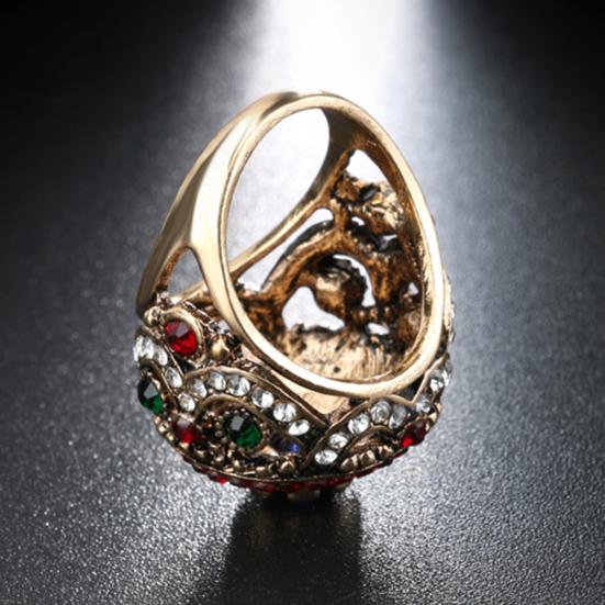 Women's Luxury Round Colorful Rhinestone-Inlaid Finger Ring Party Jewelry Gift