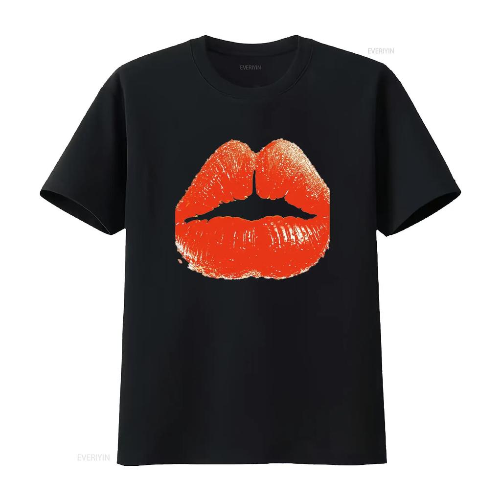 Red Kiss Lips T Shirt vintage Washed Breathable fashion streetwear Stylish Comfortable graphic Soft Unisex homme