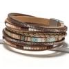 Leather Ethnic Women's Bracelet Brown Cords