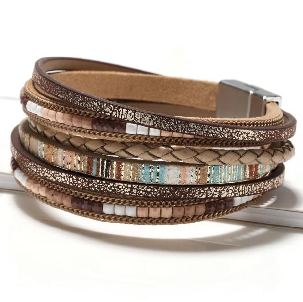 Multi-layered men' braided bracelet with the Tree of Life symbol