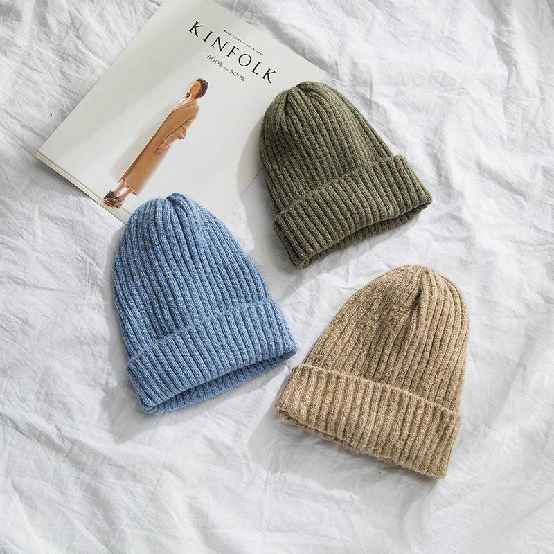 Solid Color Extended Wool Hat Women's Winter Versatile Cold-proof Loose Warm Casual Knitted Hat Men