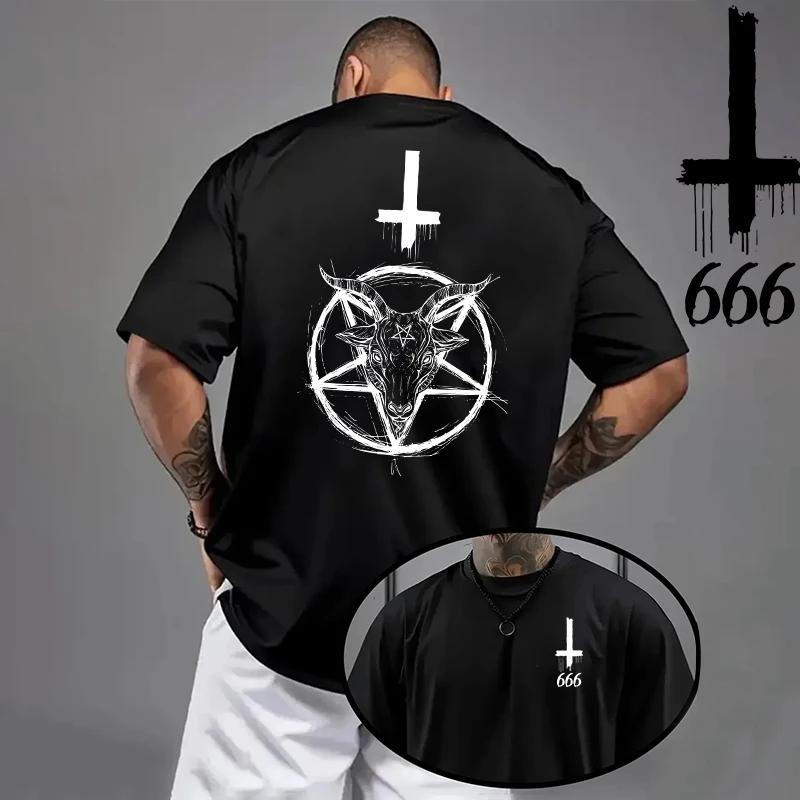2026 Unisex Tshirt Satan Inverted Cross Print Gothic Streetwear Spring Summer Casual Tee Shirt 8 Styles Unisexs Clothes