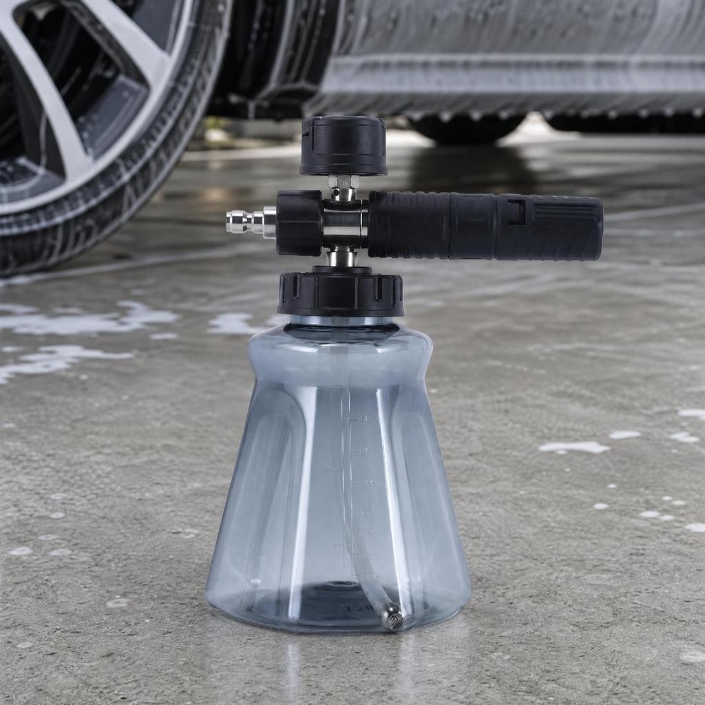 Pressure Washer Foam Dispenser Textured Grip with Translucent Bottle Stainless Steel