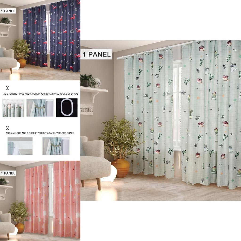 Nordic Style Blackout Window Curtain With Velcro And Hooks For Modern Homes