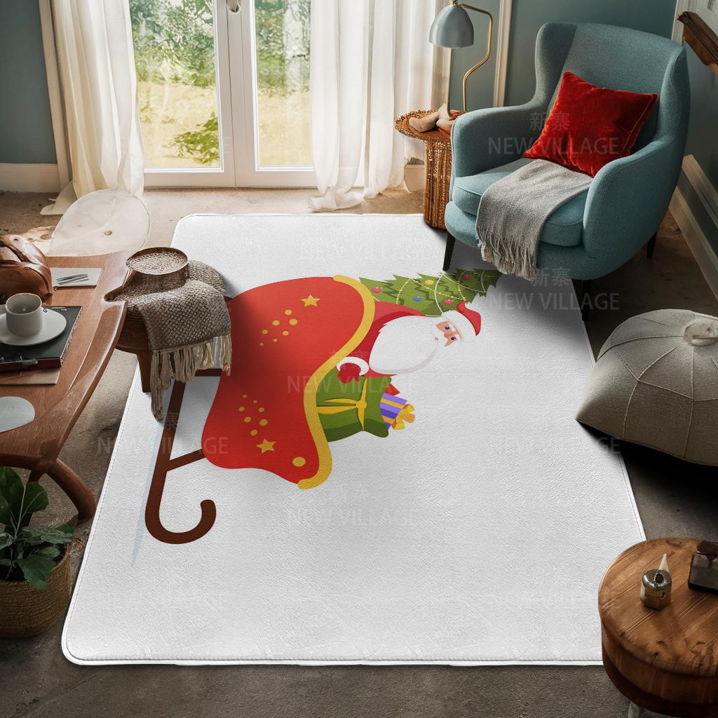 House Entrance Carpet Home Door Mat Living Room Bath Foot Bathroom Non-slip Water Absorption Rugs Bath Merry Christmas Winter