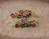 Multi Tourmaline Beads Cluster Earring, Natural Tourmaline Beads Gold Earring, Birthstone Jewelry, Handmade Earrings, Gift for Her