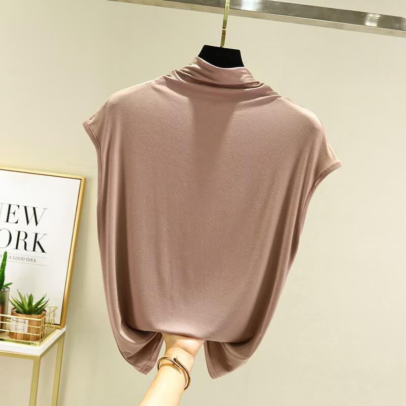 Großformat Modal Damen Hochgeschlossenes Ärmelloses Locker Geschnittenes Schlankmachendes Shirt - Frühling/Sommer