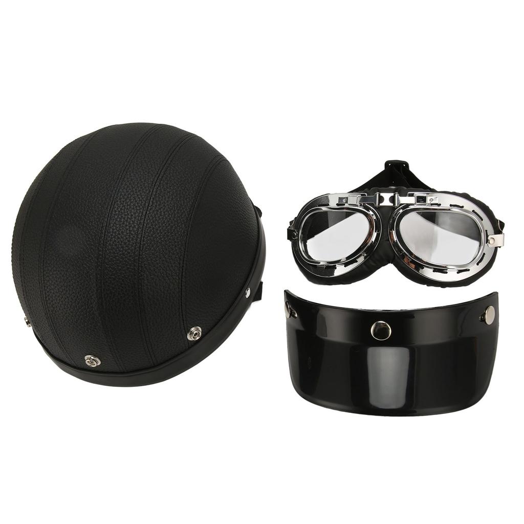 Motorcycle Helmet Cap Black Free Size Outdoor Riding Baseball Helmet Cap with Glossy Glasses for
