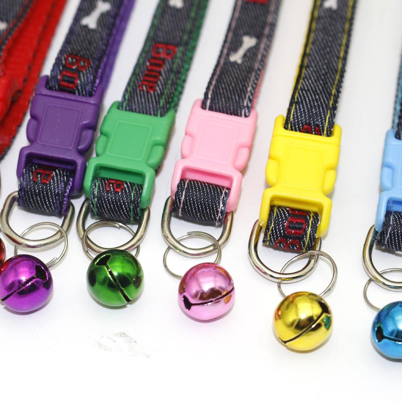 Pet Denim Collar Pet Bell Collar Cat Collar Dog Collar Applique Collar Jewelry