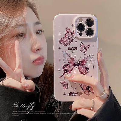 Ins Rosa 2023 Schmetterling Schutz Shell Für Iphone 11 Prromax 14 Plus 12 13 Pro Max Niedlichen Cartoon Schöne PC harte Telefon Fall Capa