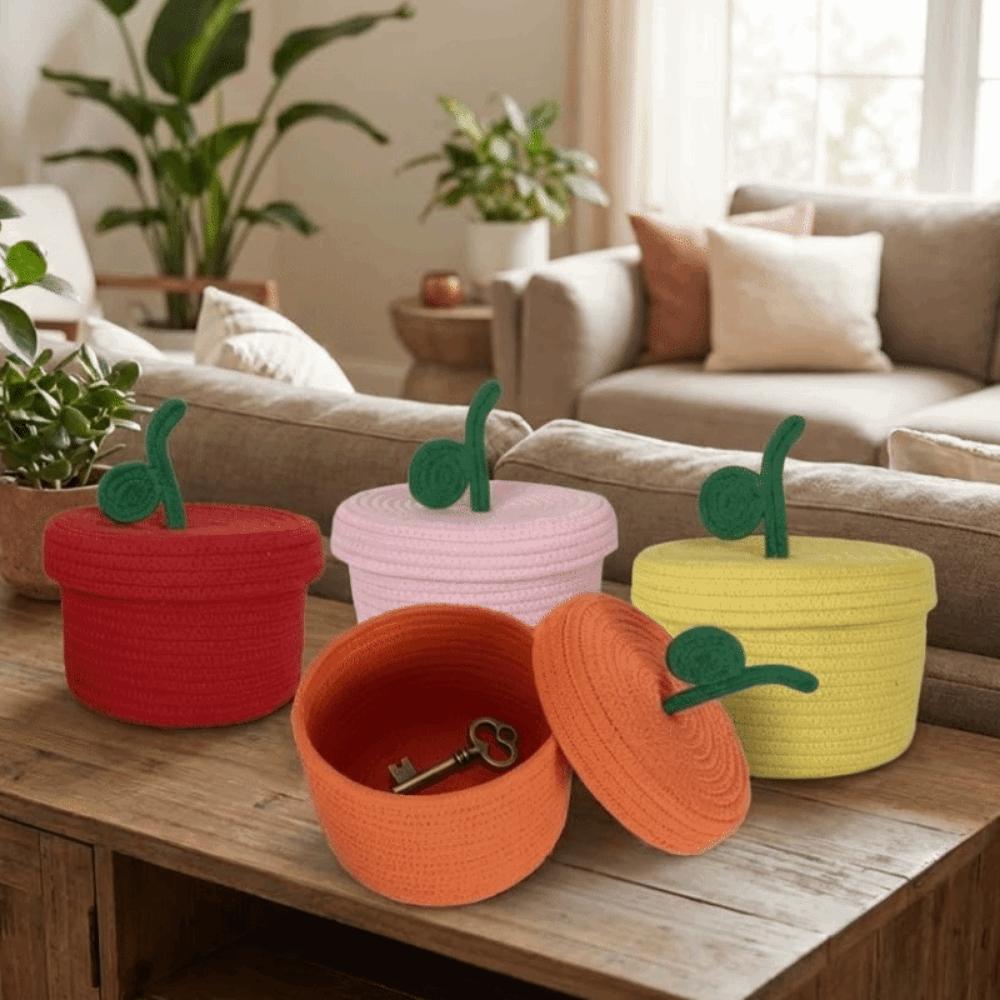Large Capacity Cotton Rope Storage Basket Decorative Stationery Storage Box Bedroom