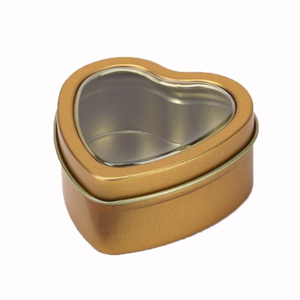 1 Pcs Heart Shape Metal Empty Mini Tin Box Tinplate Candy Pill Candle Tea Cases Bins Jar Containers Small Organizer Storage Box