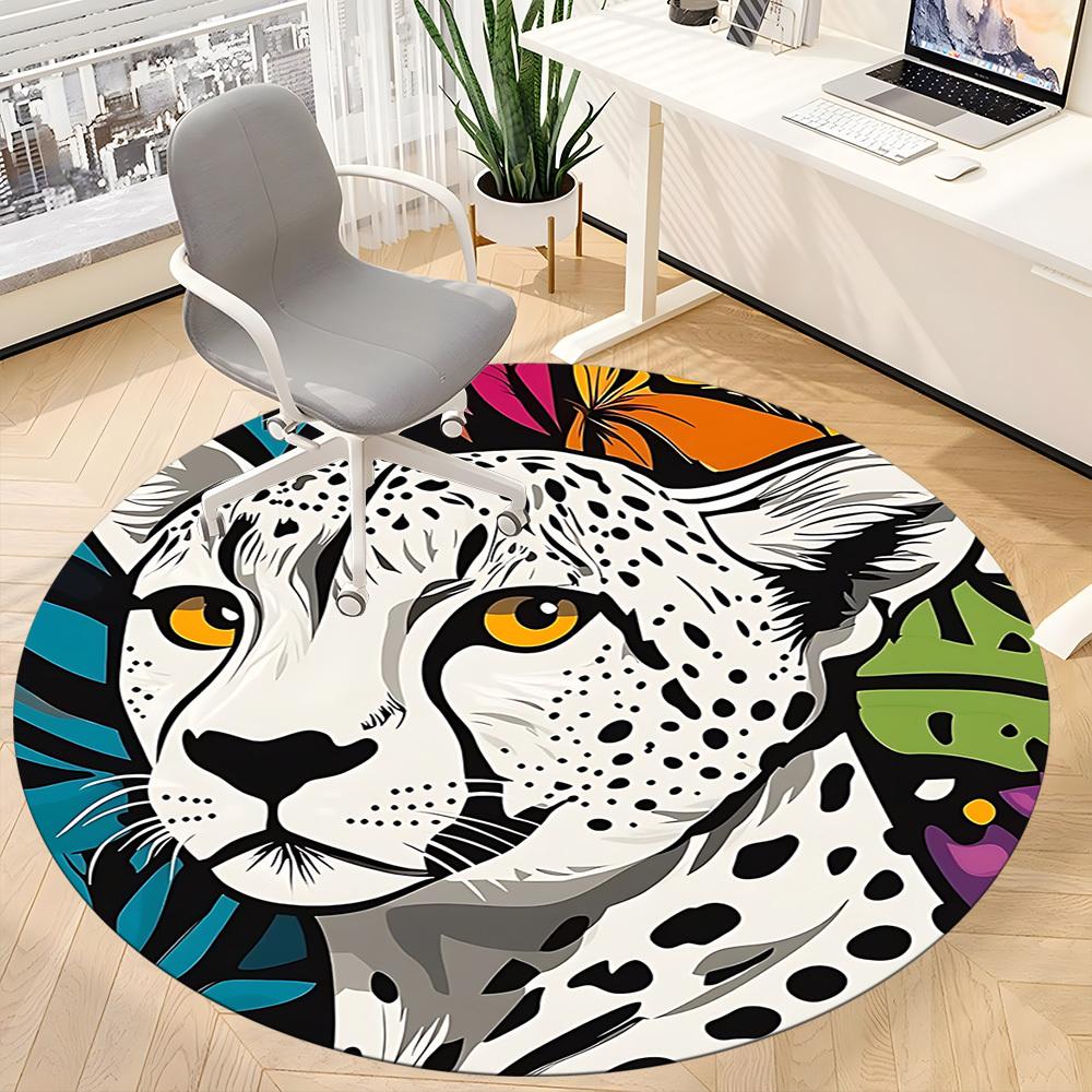 1 Stück Gepard Safari Büro Runder Teppich, Unter Bürostühlen Schlafzimmer Wohnzimmer Heimdekoration, Raumdeko, In Verschiedenen Größen Erhältlich