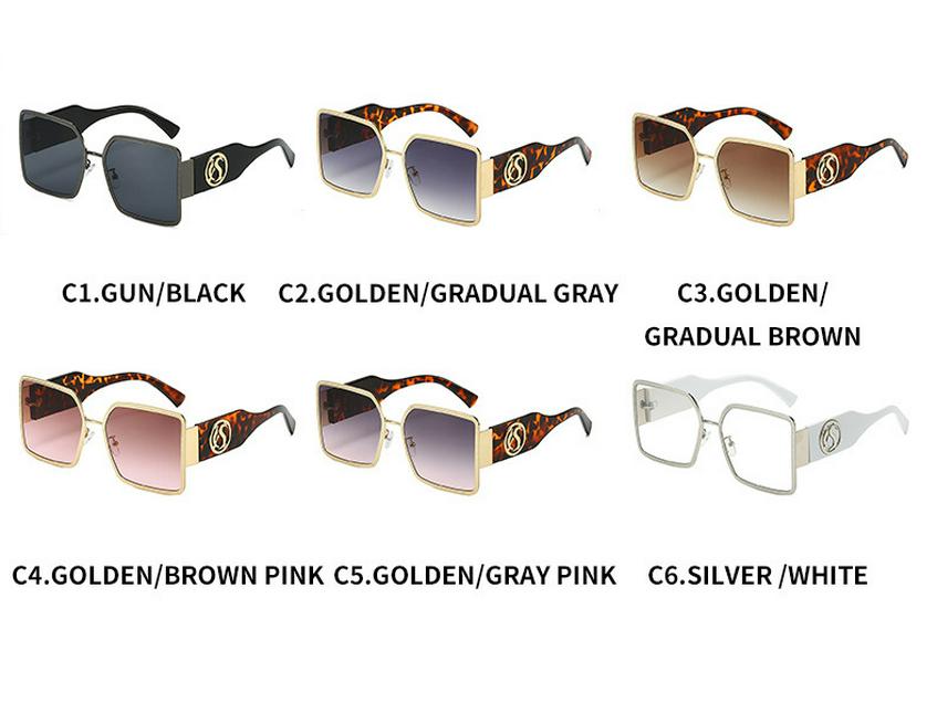 Women's Oversized Square Metal Frame Sunglasses: European & American Trend 3726