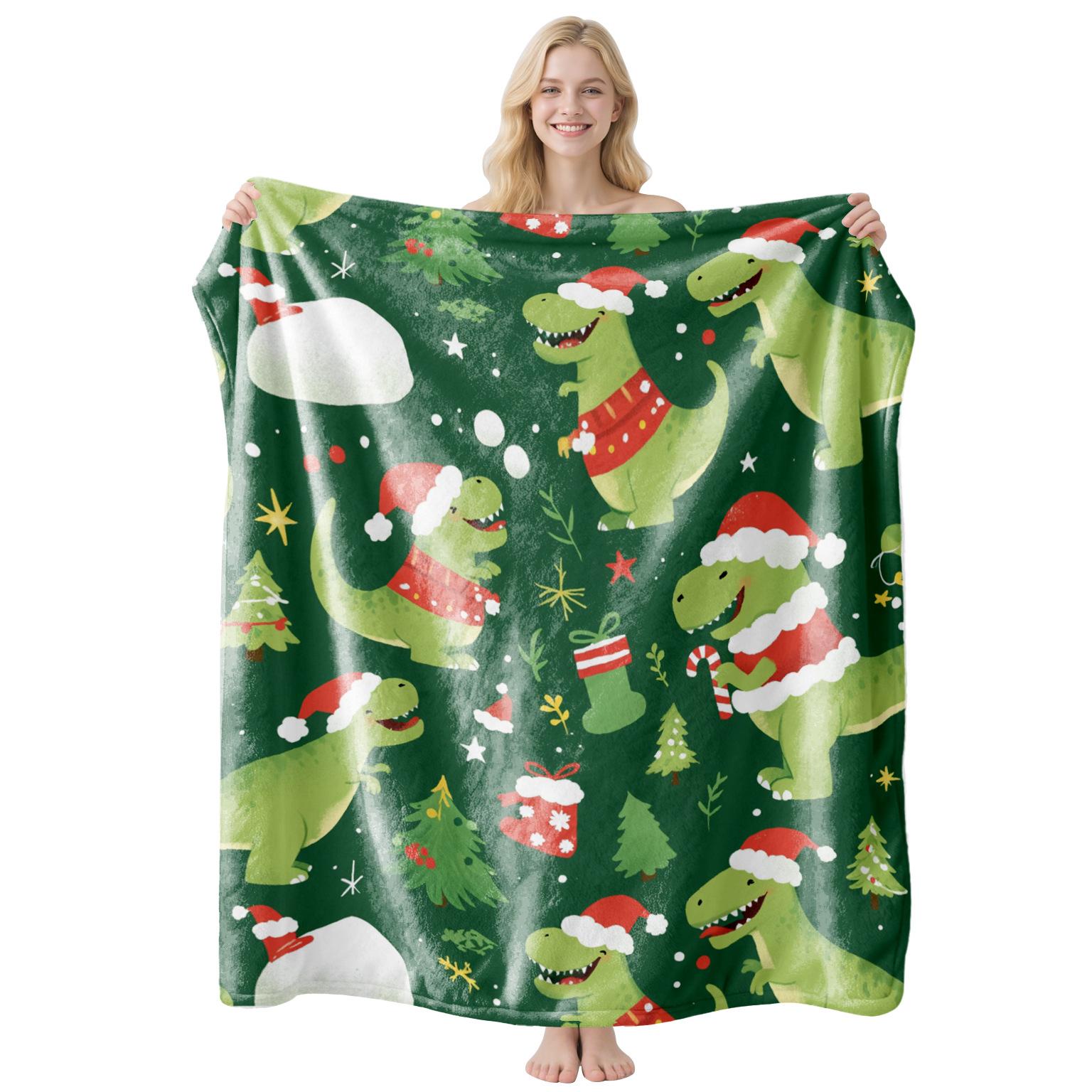 

Christmas Rectangle Universal Blanket Cover Vintage Comfor Soft Flannel Winter Blanket Multifunctional Blankets Holiday Gifts 75x100cm