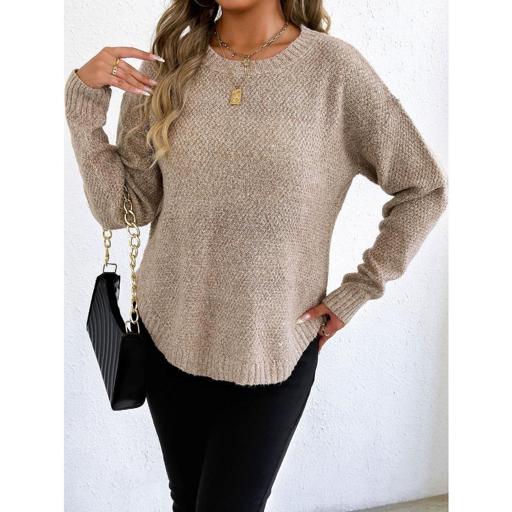 

Women s Autumn and Winter Pullover, Casual Base Layer, Round-neck Sweater S абрикосовий