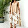European and American cross-border TK Amazon Temu hot sale 2026 summer sleeveless V-neck top wide-leg cropped pants two-piece set