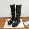 Winter new long knight boots women's wear high-end thick-soled women's boots long tube but knee-fold piled boots