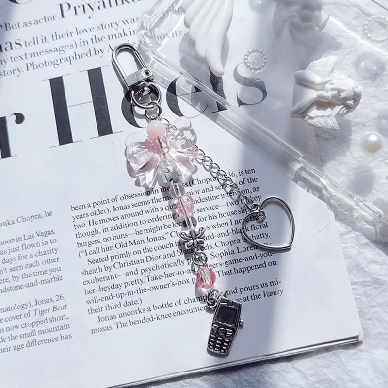 Cross Bowknot Angel Wing Pendant Phone Strap Portable Hanging Lanyard for Girls