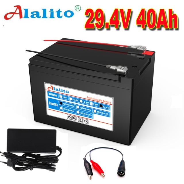 

24v 7s4p 60000 Mah литиевая батарея высокой мощности 60ah 18650 с Bms 29, 4v электрический велосипед + зарядное устройство 2a белый