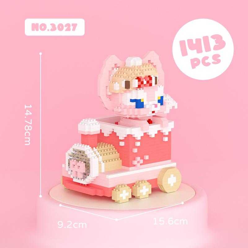 Kawaii Train Disney LinaBell Gelatoni Micro Building Blocks Funny Duffy ShellieMay Mini Diamond Brick Model Toys For Kids Gift