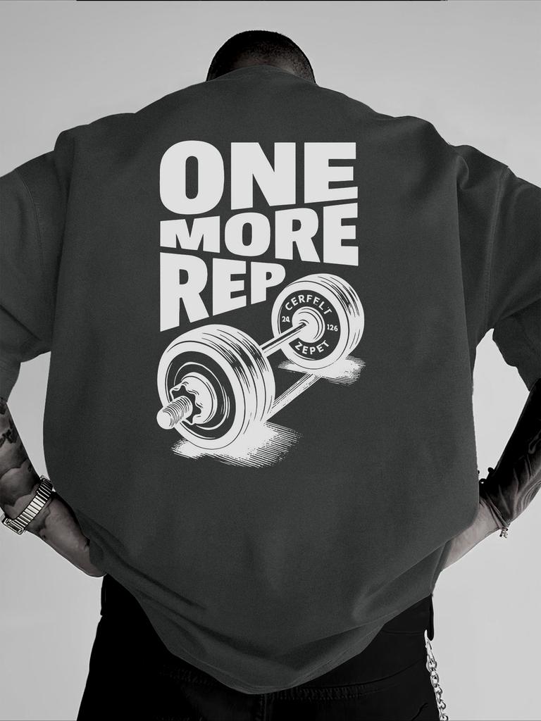 2026 New Mens TShirt Vintage Funny Gym Workout ONE MORE REP Weightlifting Men Streetwear Cotton Tees Short Sleeve Loose Top