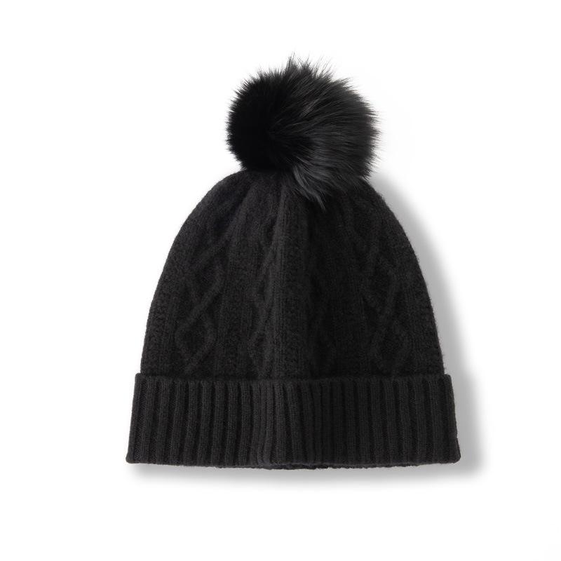 

New Style Women s High End Solid Color Rhombus Fur Ball Warm and Fashionable Knitted Casual Toe Cap One size