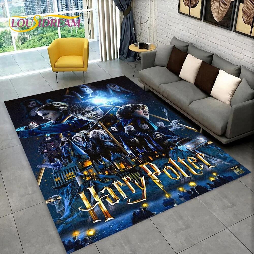 3D P-Potter Magic Academy Movie HD Rug Carpet for Living Room Bedroom Home Decor,Floor Mat Non-slip for Sofa Doormat Gift Kids