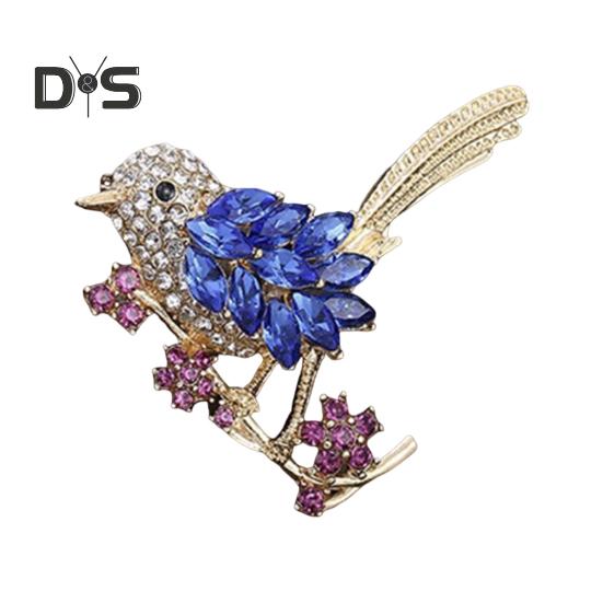 

Китайский стиль брошь-булавка сверкающие стразы сороки форма птицы лацкан булавка костюм пальто платье ювелирные изделия подарок морской синий