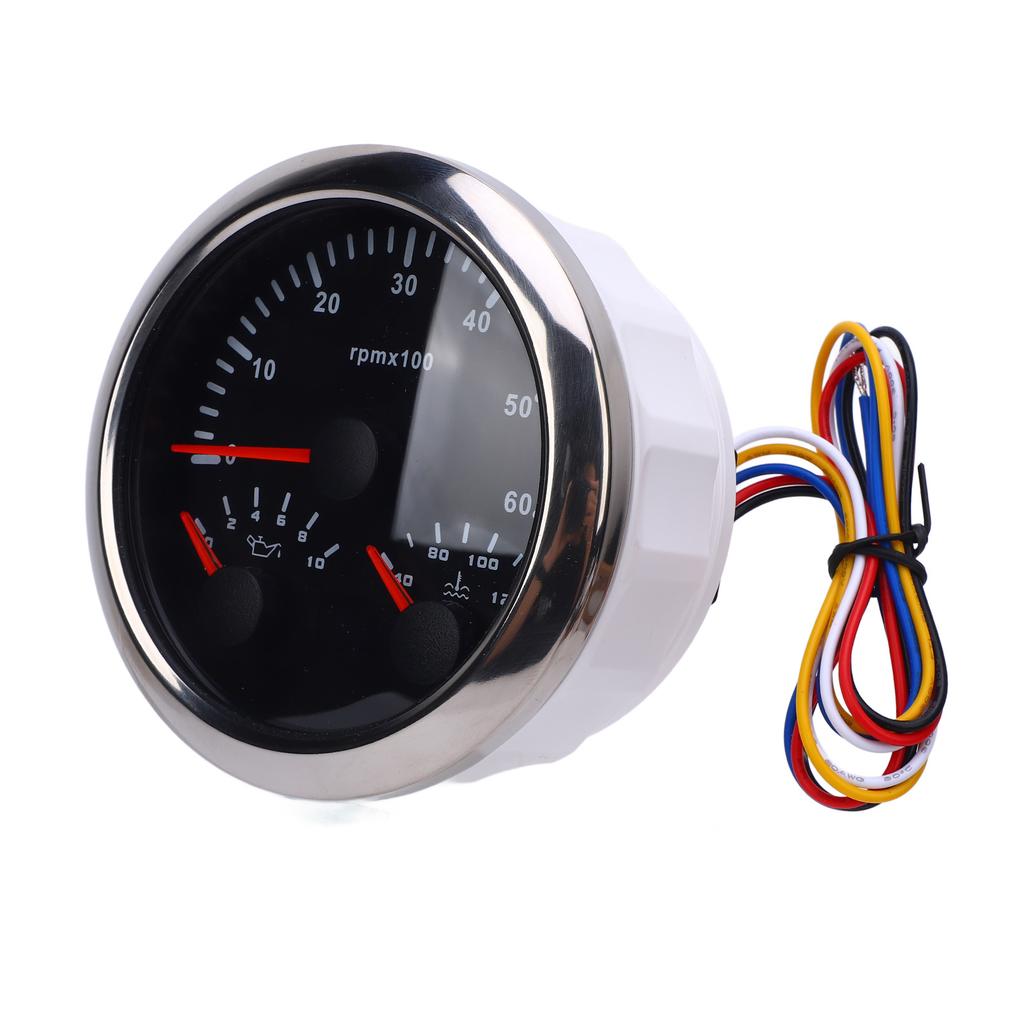 3 In 1 85mm Tachometer   9 to 32V 6000rpm 0 to 10bar Oil Pressure 40 to 120 celsius  Water Temp 7 Color Backlight for Car Boat Truck