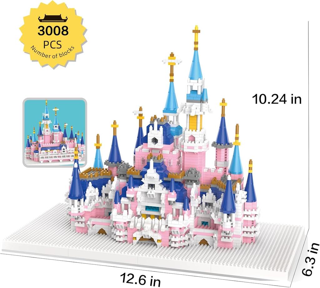 "Fantasy Castle Micro Building Blocks - 3008+Pcs Mini Bricks With 5 Towers | Detailed Architecture Model Kit"